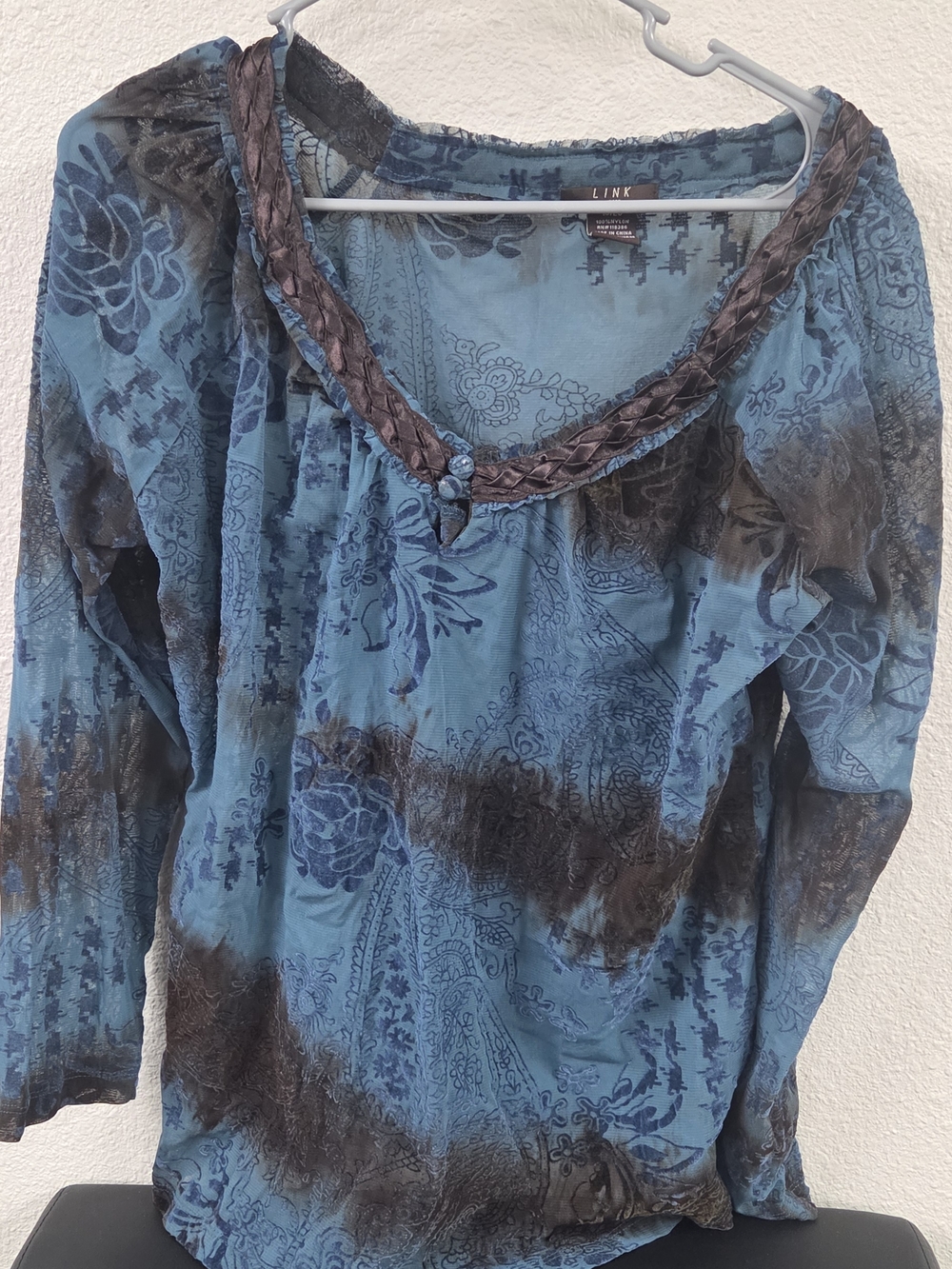 Link Blue Floral Peasant Top